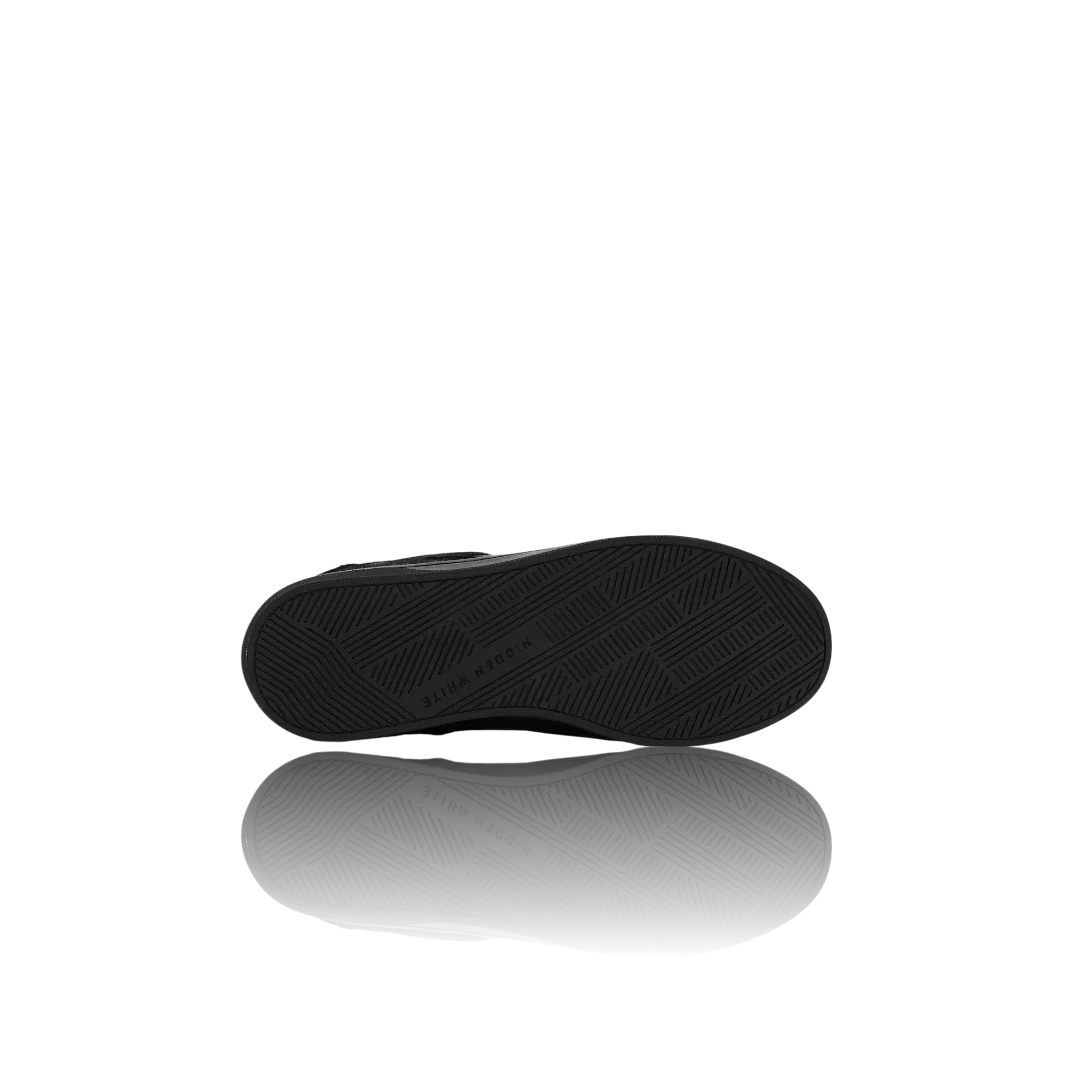 Black Suede and Crackle Leather-Trimmed Leather Sneakers