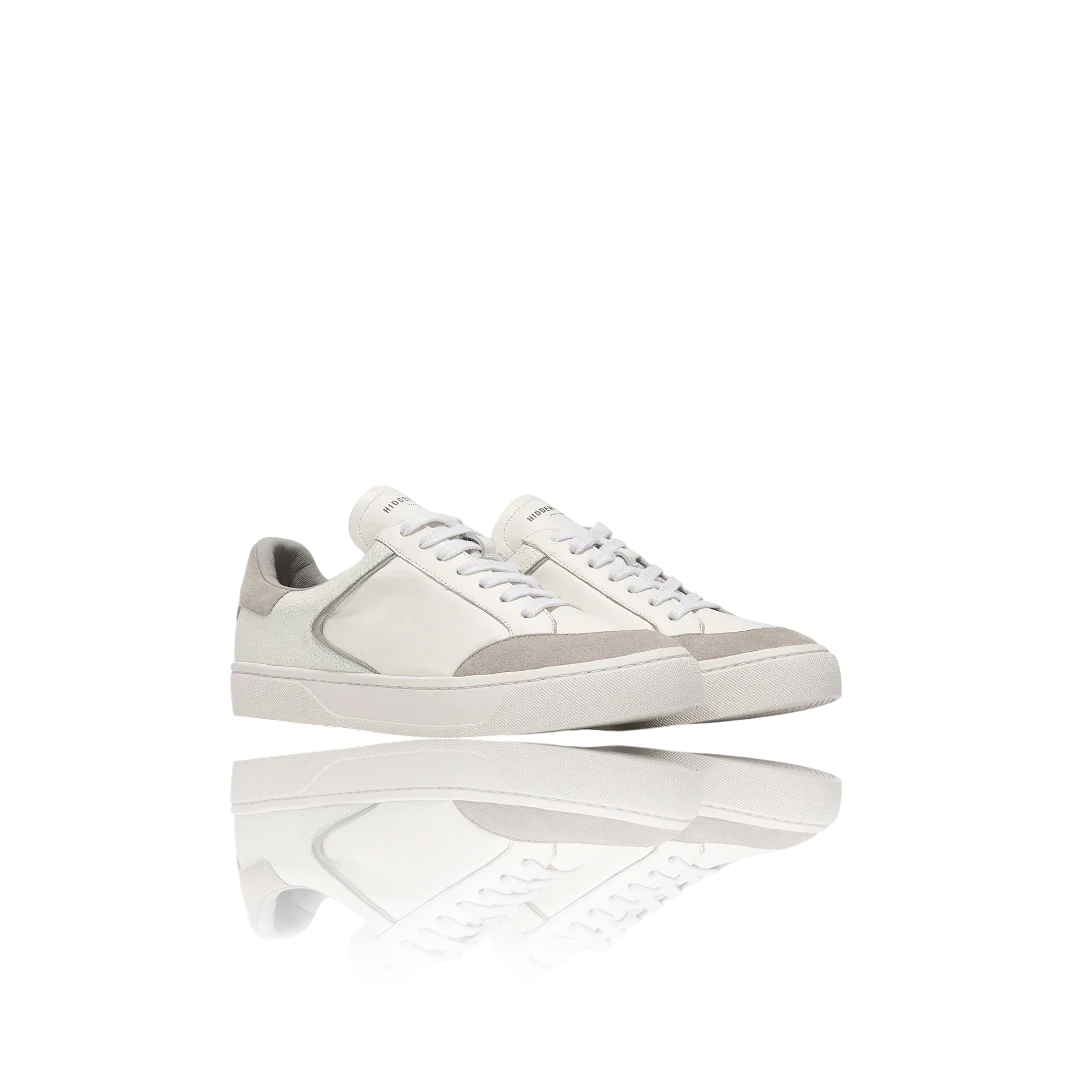 Grey Suede and Crackle Leather-Trimmed Leather Sneakers