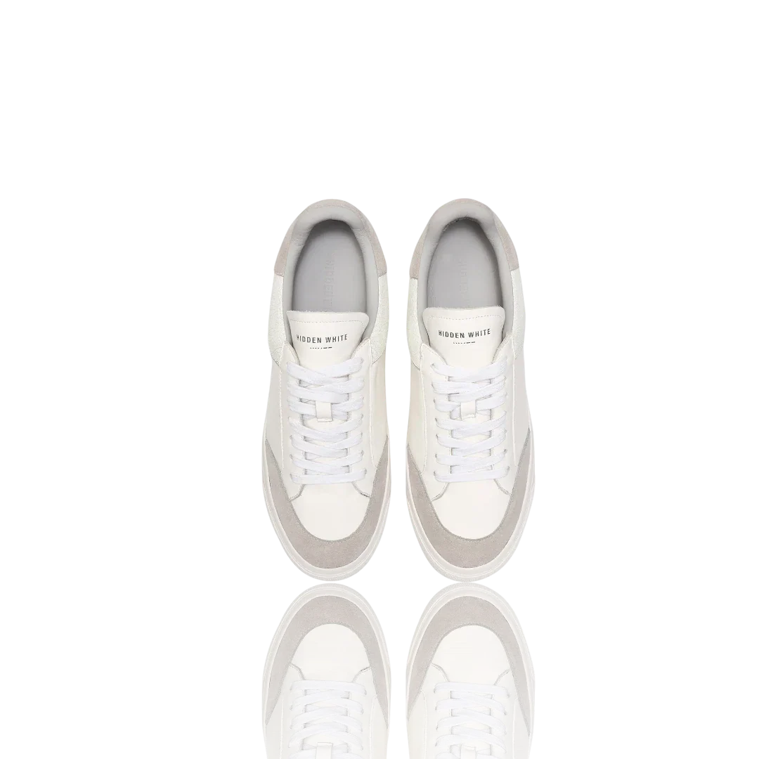 Grey Suede and Crackle Leather-Trimmed Leather Sneakers